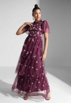 Floral Mesh Embroidered Tiered Dress