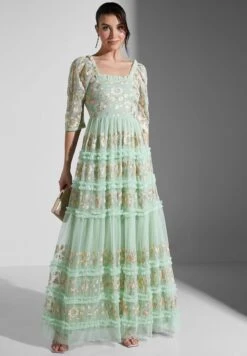 Square Neck Mesh Detail Dress