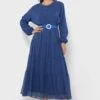 Chiffon Tiered Dress With Belt
