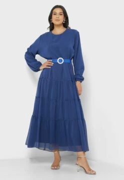 Chiffon Tiered Dress With Belt