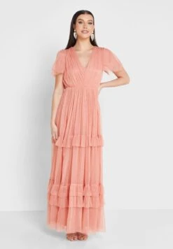 Tie Back Mesh Ruffle Detail Dress