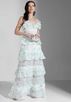 Plunge Neck Tiered Dress