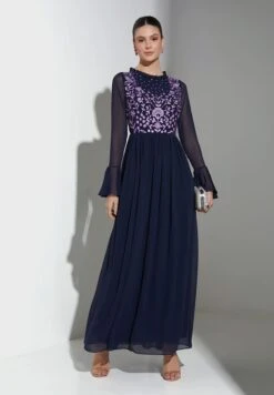 Flute Sleeve Floral Pattern Dress