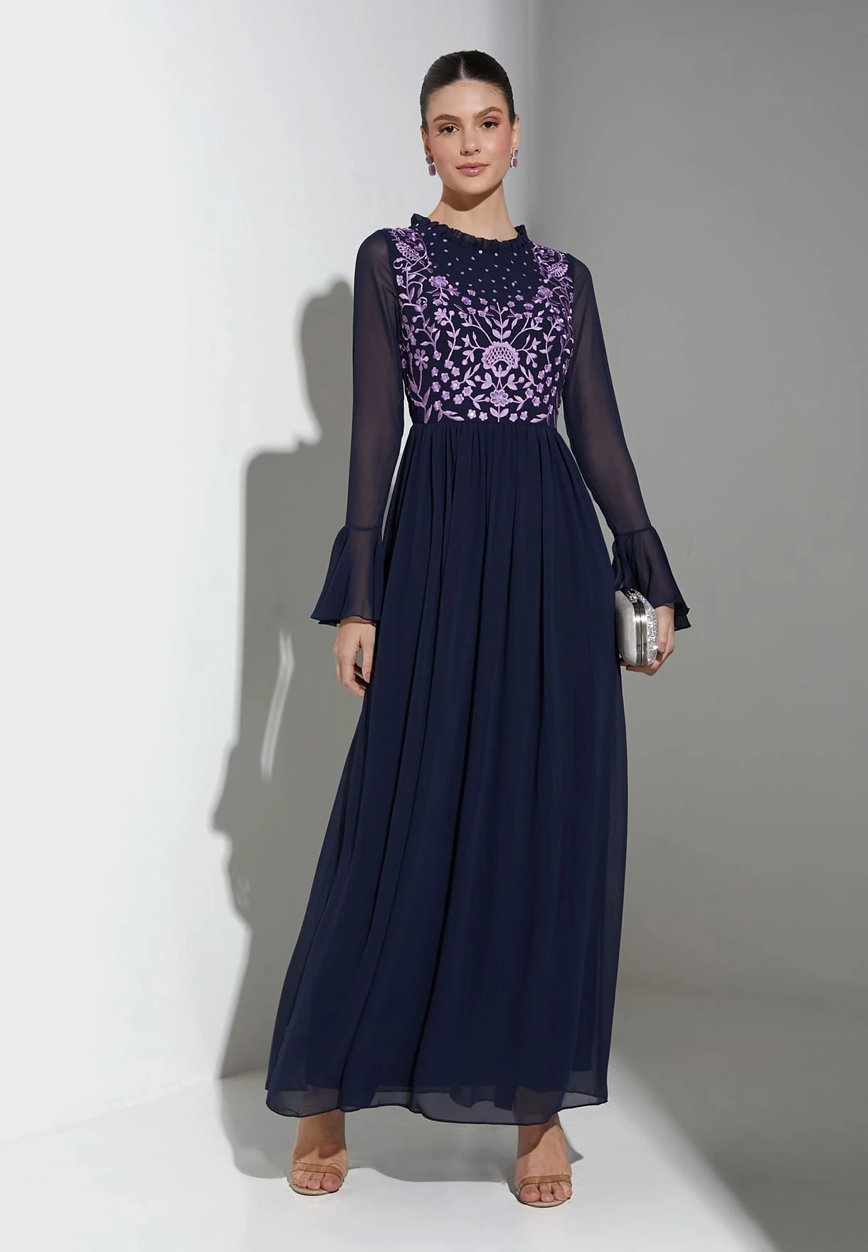 Flute Sleeve Floral Pattern Dress 1 Flute Sleeve Floral Pattern Dress