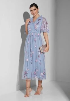 Ruffle Sleeve Embroidered Dress