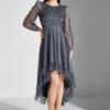 Sequin Plisse Puff Sleeve Dress