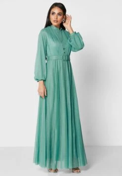 Pleat Detail Shimmer Dress