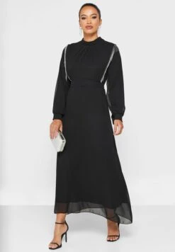 Embellished Trim Belted Dress