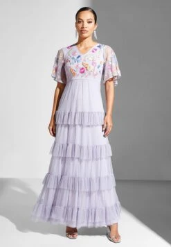 Embroidered Bodice Ruffle Detail Dress