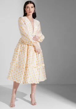 Plunge Neck Tiered Dress