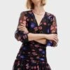 Desigual Puff Sleeve Printed Ruched Waist Dress
