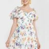 Flared Sleeve Floral Tiered Dress