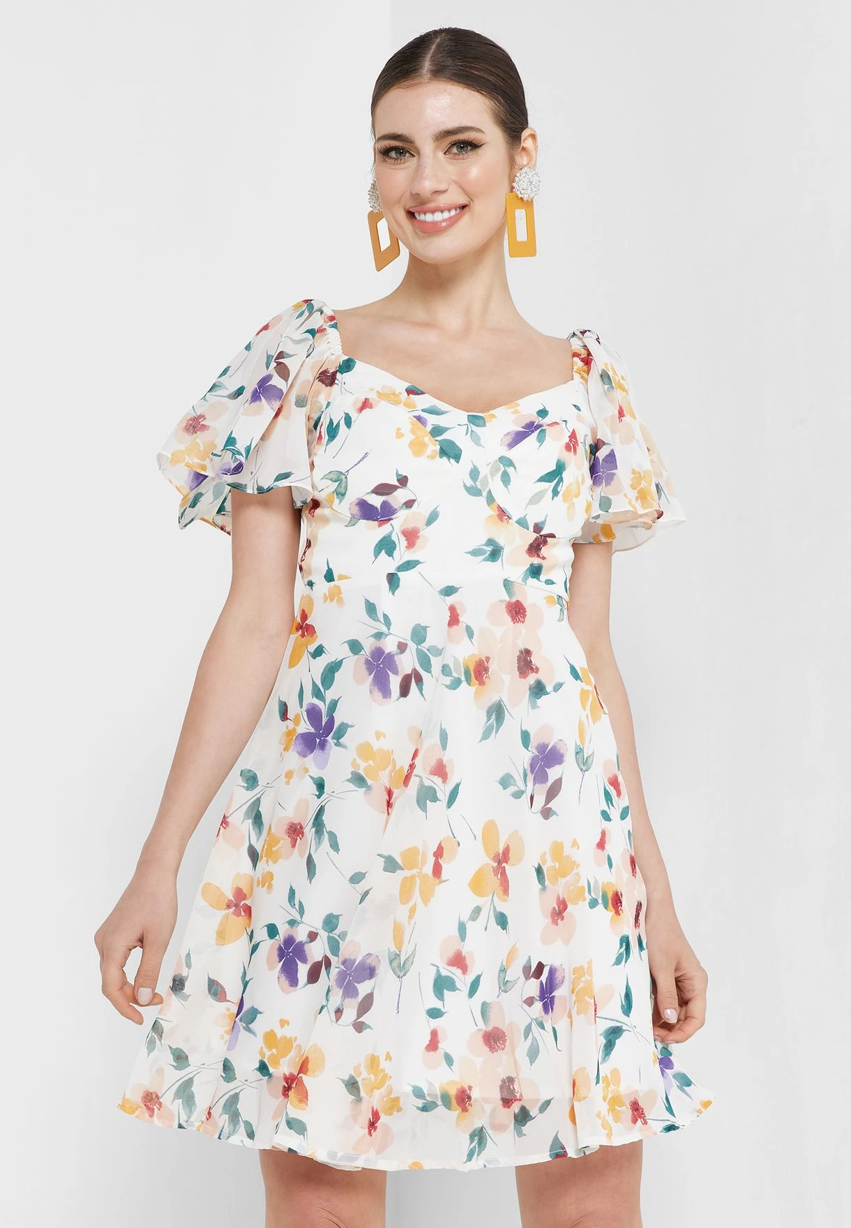 Flared Sleeve Floral Tiered Dress 1 Flared Sleeve Floral Tiered Dress