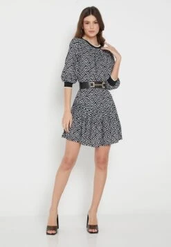 Belt Detail Printed Dress