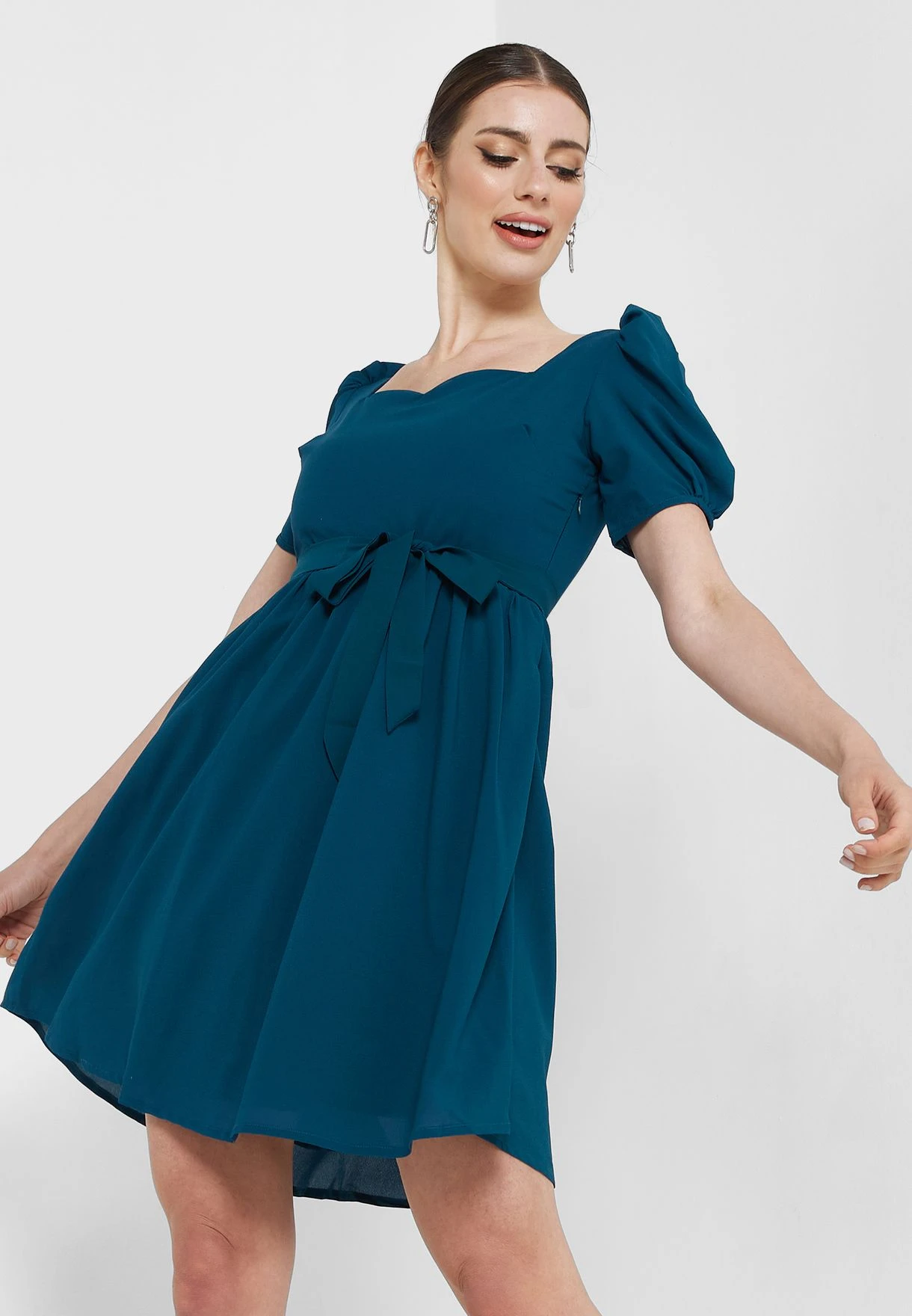 Puff Sleeve Plisse Dress 1 Puff Sleeve Plisse Dress
