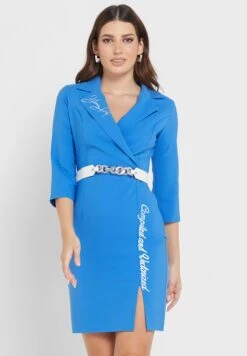 Slit Hem Surplice Belt Detail Dress