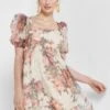 Balloon Sleeve Floral Print Tiered Dress