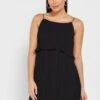 Ribbed Ruffle Square Neck Dress