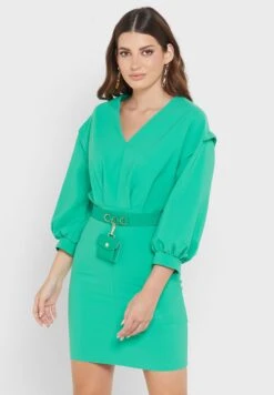 Puff Sleeve Belted Dress