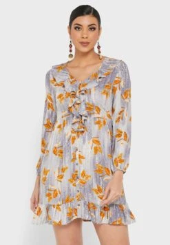 Floral Print Ruffle Detail Dress