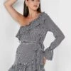One Shoulder Ruffle Detail Dress