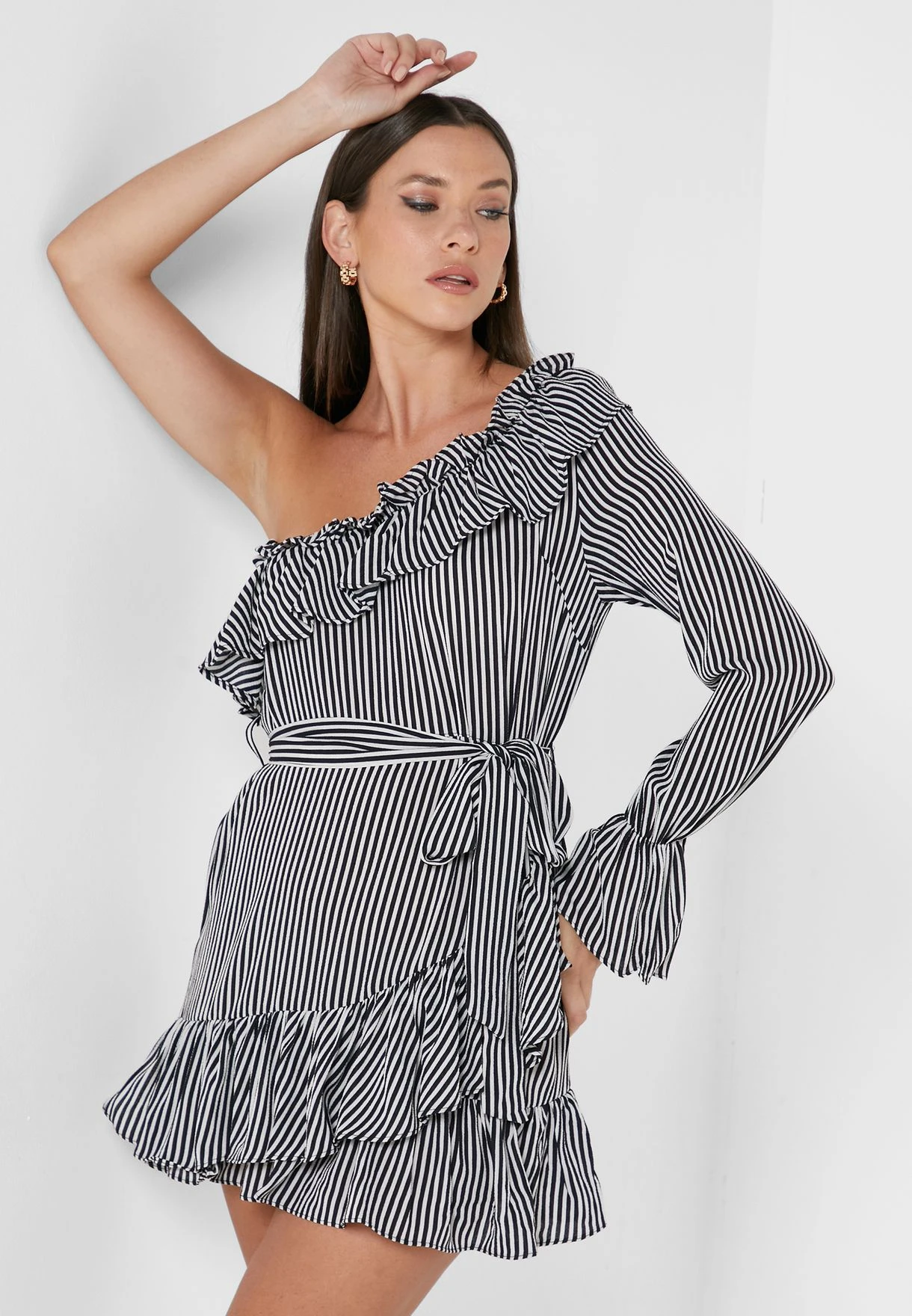 One Shoulder Ruffle Detail Dress 1 One Shoulder Ruffle Detail Dress