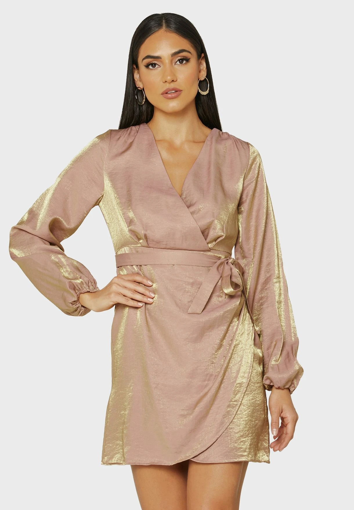 Noisy May Balloon Sleeves Wrap Dress 1 Noisy May Balloon Sleeves Wrap Dress