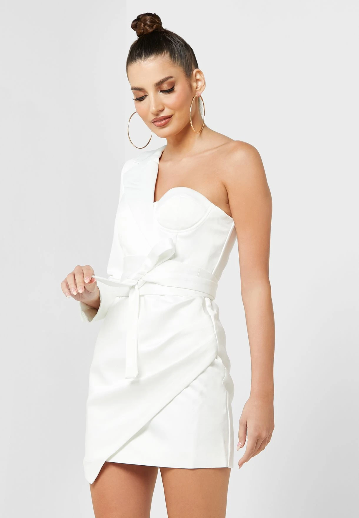 One Shoulder Belt Detail Dress 1 One Shoulder Belt Detail Dress