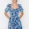 Trendyol Puff Sleeve Floral Dress