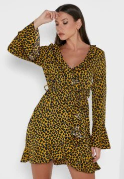 Ruffle Detail Wrap Dress