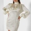 Button Detail High Neck Dress