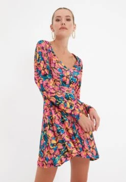 Trendyol High Neck Floral Print Dress