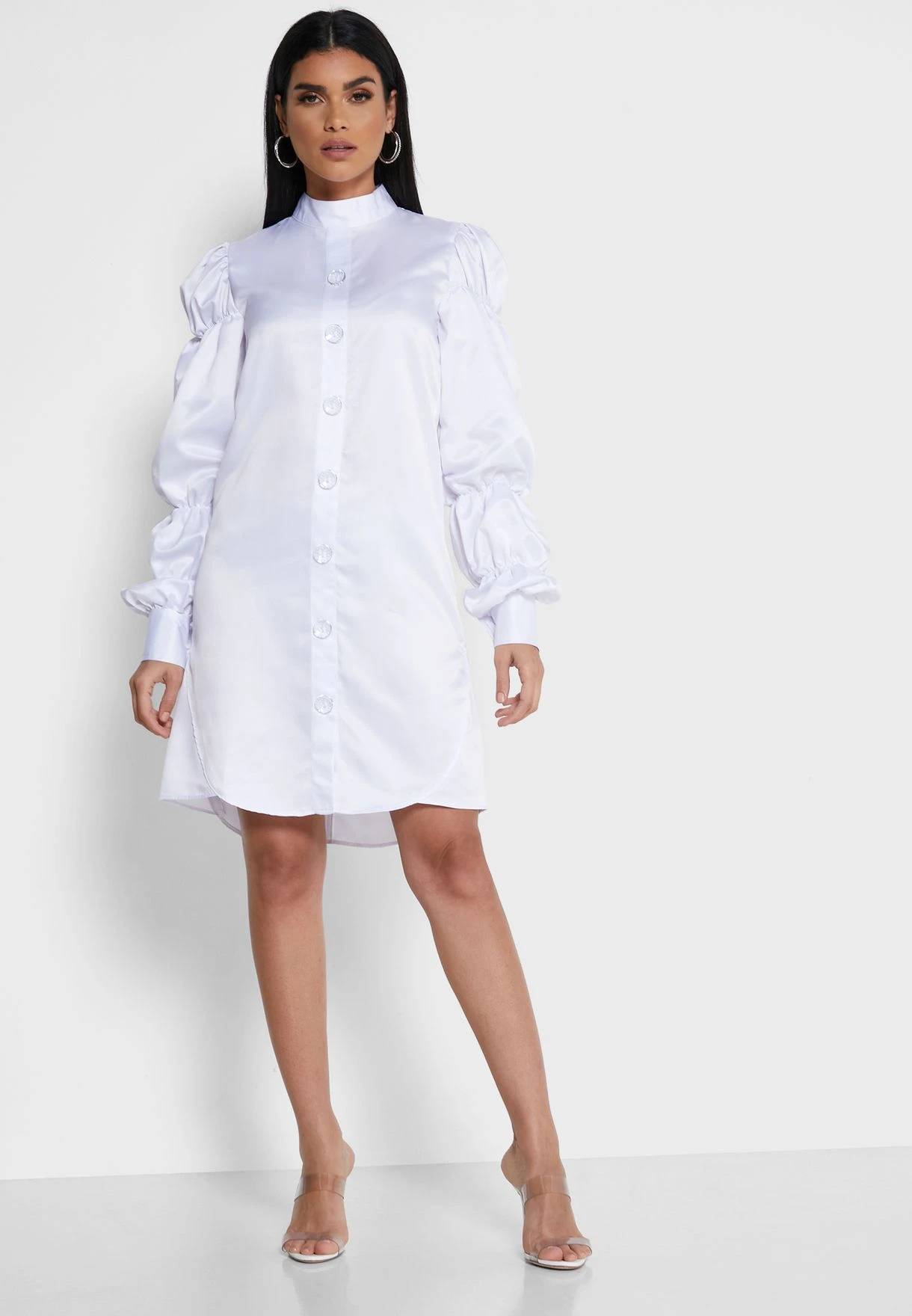 Ruched Sleeve Shirt Dress 1 Ruched Sleeve Shirt Dress