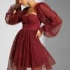 Sweetheart Neck Puff Sleeve Dress