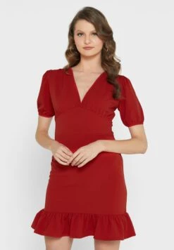 Plunge Frill Hem Dress