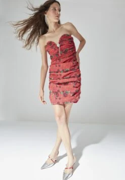 Trendyol Floral Print Bardot Knitted Dress