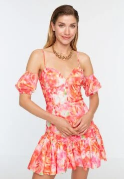 Trendyol Strappy Floral Print Ruffle Hem Dress