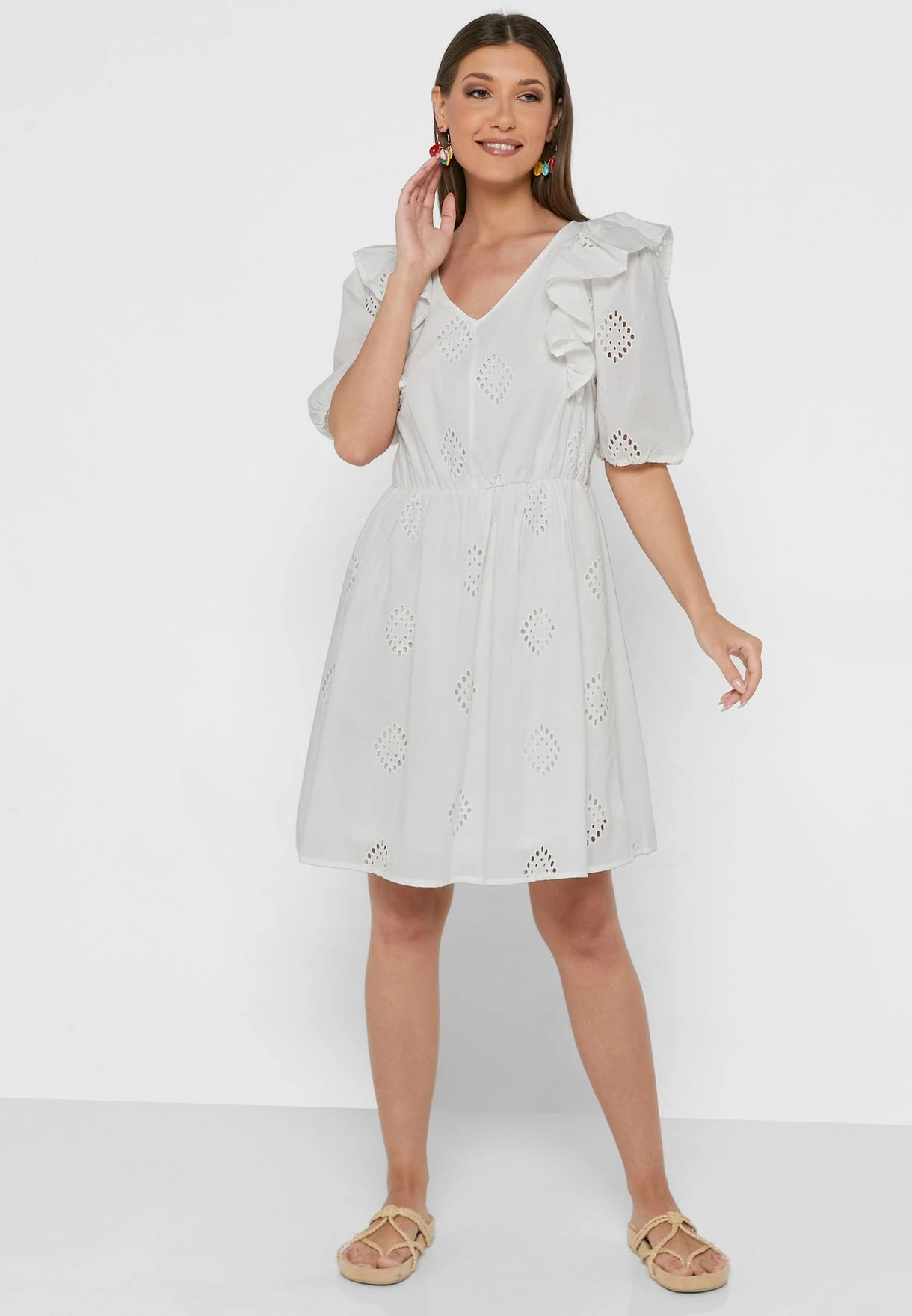 ONLY V-Neck Ruffle Detail Dress 1 ONLY V-Neck Ruffle Detail Dress