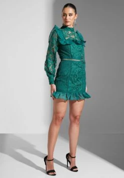 Ruffle Sleeve Lace Detail Dress