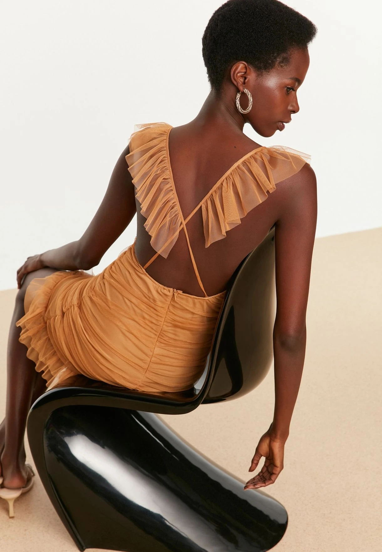 Trendyol Open Back Strappy Tulle Detail Pleated Dress 1 Trendyol Open Back Strappy Tulle Detail Pleated Dress