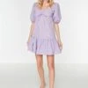 Trendyol Balloon Sleeve Ruffle Hem Dress