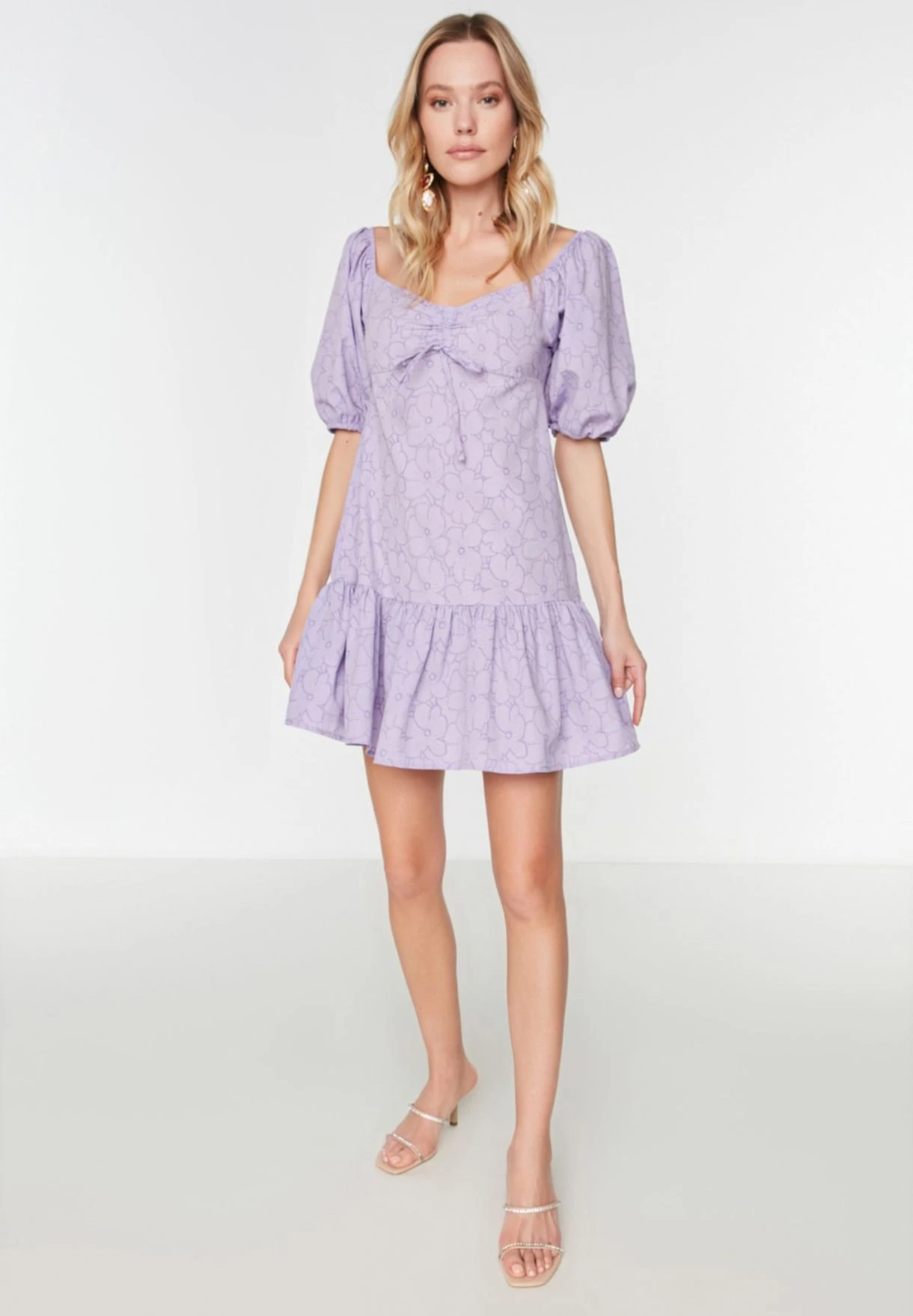 Trendyol Balloon Sleeve Ruffle Hem Dress 1 Trendyol Balloon Sleeve Ruffle Hem Dress