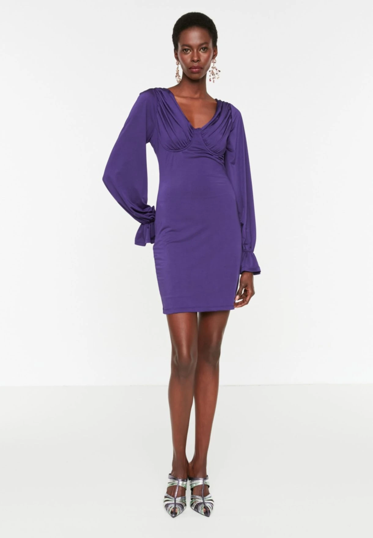 Trendyol Balloon Sleeve Knitted Bodycon Dress 1 Trendyol Balloon Sleeve Knitted Bodycon Dress