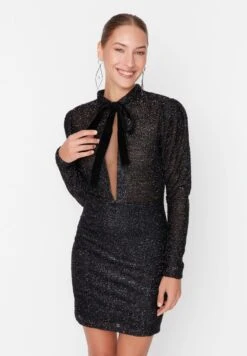 Trendyol Tie Detail Shimmer Dress