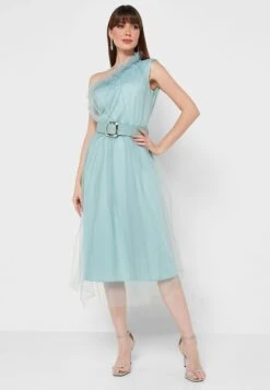 Ruffled Detail One-Shoulder Dress