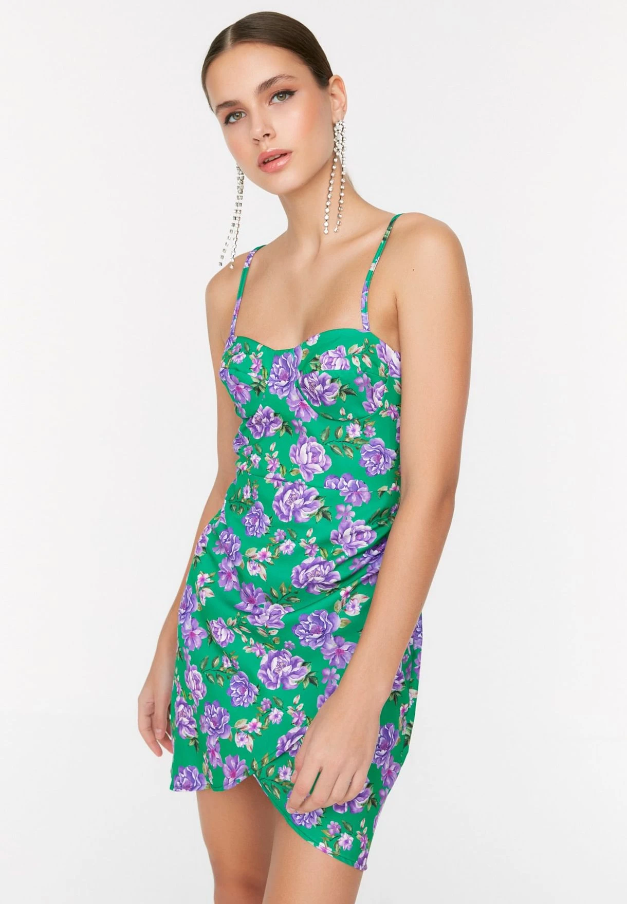 Trendyol Strappy Floral Print Wrap Dress 1 Trendyol Strappy Floral Print Wrap Dress