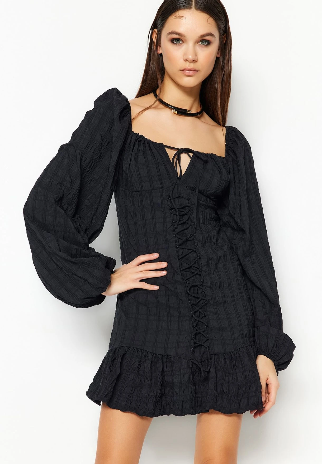 Trendyol Puff Sleeve Strappy Dress 1 Trendyol Puff Sleeve Strappy Dress