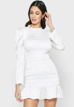 Cyrene Shirred Puff Sleeve Dress