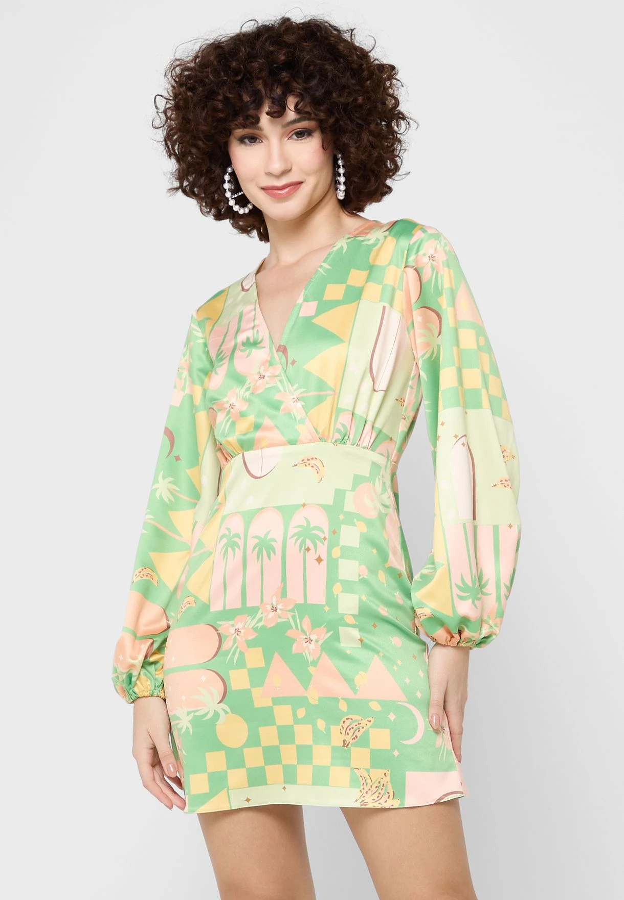 NEVER FULLY DRESSED Plunge Neck Printed Dress 1 NEVER FULLY DRESSED Plunge Neck Printed Dress