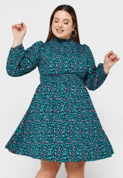 High Neck Printed Dress